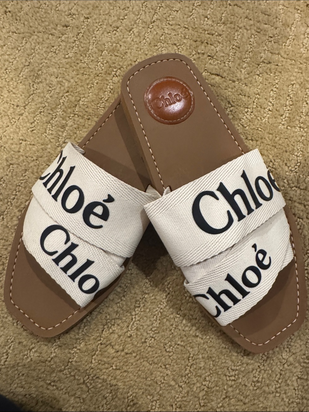 Chloé Woody Logo Slide Sandals